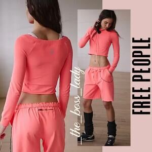 Free People set shorts and crop top co-ord matching set yoga activewear Medium